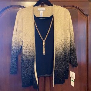 Alfred Dunner Petite Sweater w/ attached necklace